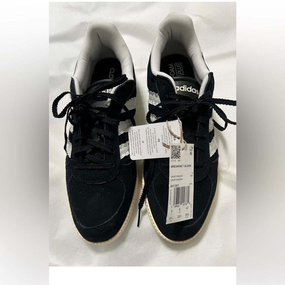 adidas Black and White Ruffle Breaknet Sleek Casual Sneakers
